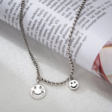 S925 Silver Smiling Face Necklace Tank chain Pendant Gift for Girl