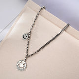 S925 Silver Smiling Face Necklace Tank chain Pendant Gift for Girl