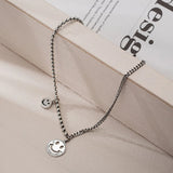 S925 Silver Smiling Face Necklace Tank chain Pendant Gift for Girl