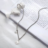 S925 Silver Smiling Face Necklace Tank chain Pendant Gift for Girl