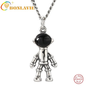 Sterling Silver Astronaut Necklace Hip Hop Chain