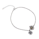 Sterling Silver Daisy Chains Anklet Retro Style Fine Jewelry