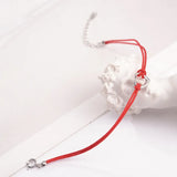 S925 Sterling Silver Red Rope Heart Bracelet Lucky Birthday Gift