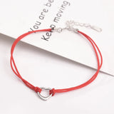 S925 Sterling Silver Red Rope Heart Bracelet Lucky Birthday Gift