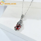 Ancient Chinese Monster Garnet Pendant Silver Necklace