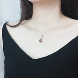 Ancient Chinese Monster Garnet Pendant Silver Necklace