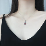 Ancient Chinese Monster Garnet Pendant Silver Necklace