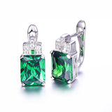925 Silver Green Hope Emerald Cut Earrings