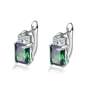 925 Silver Green Hope Emerald Cut Earrings