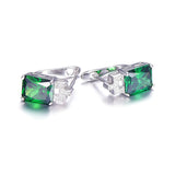 925 Silver Green Hope Emerald Cut Earrings