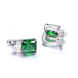 925 Silver Green Hope Emerald Cut Earrings