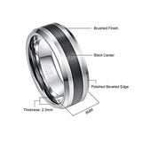 Tungsten Carbide Ring 8MM Men's Brushed Finish Beveled Edge Size 5-14