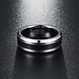 Tungsten Carbide Ring 8MM Men's Brushed Finish Beveled Edge Size 5-14