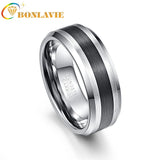 Tungsten Carbide Men's Ring 8MM Brushed Finish Beveled Edge Size 5-14