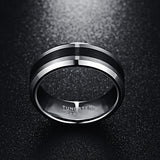 Tungsten Carbide Men's Ring 8MM Brushed Finish Beveled Edge Size 5-14