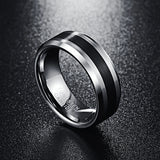 Tungsten Carbide Men's Ring 8MM Brushed Finish Beveled Edge Size 5-14