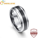 Tungsten Carbide Ring 8MM Men's Brushed Finish Beveled Edge Size 5-14