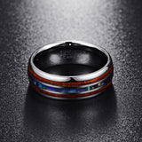 8mm Koa Wood & Abalone Tungsten Rings Men's Wedding Bands Size 5-17