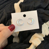 925 Silver Crescent Shell Earrings Moon Earrings for Women