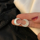 925 Silver Crescent Shell Earrings Moon Earrings for Women