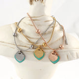 316L Stainless Steel Heart Charm Necklace Set