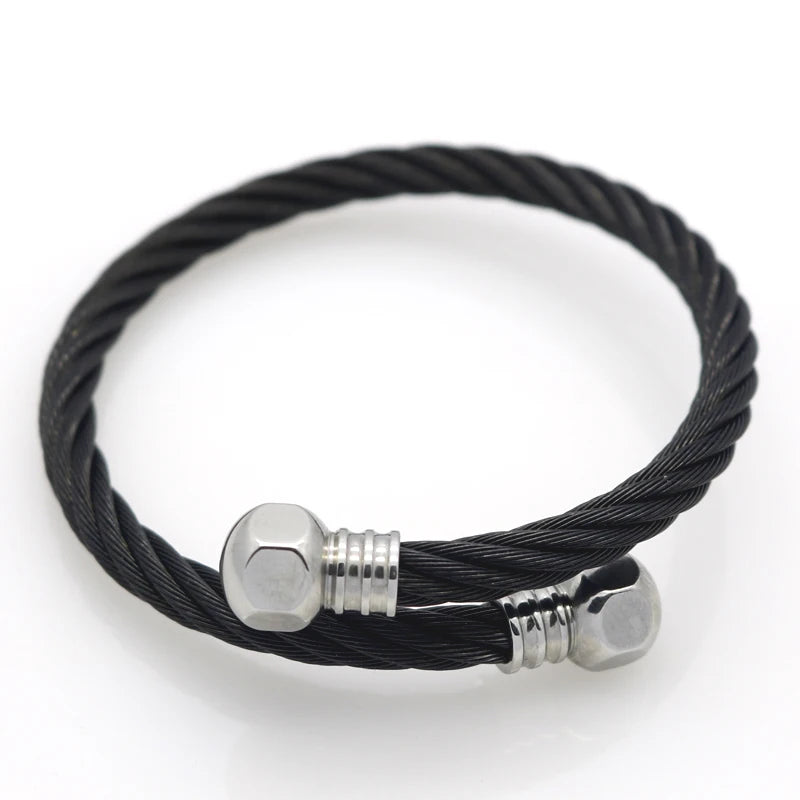 Wire Men Women Bracelets Bangles Titanium Steel Jewelry