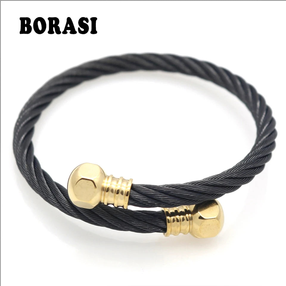 Wire Men Women Bracelets Bangles Titanium Steel Jewelry