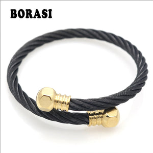 Wire Men Women Bracelets Bangles Titanium Steel Jewelry
