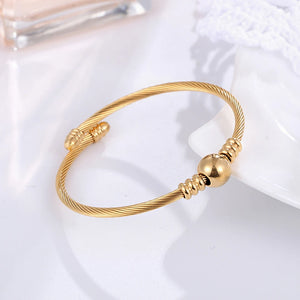Classic Round Charm Bracelet Stainless Steel Bangles