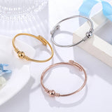 Classic Round Charm Bracelet Stainless Steel Bangles