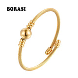 Classic Round Charm Bracelet Stainless Steel Bangles