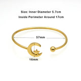 Star Moon Charm Steel Love Bangles Steampunk Bracelets For Women