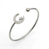 Star Moon Charm Steel Love Bangles Steampunk Bracelets For Women