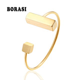 Geometric Rhombus Stainless Steel Cuff Bracelet Women's Wedding Gift