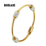 Stainless Steel Bracelet with Three Oval Crystals