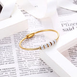 Crystal Adjustable Zircon Bangle Stainless Steel Bracelet
