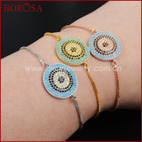 19mm CZ Micro Pave Women Bracelet Adjustable Chain Macrame WX351