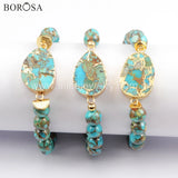 Copper Natural Turquoises Bracelet with 8mm Beads