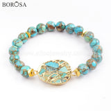 Copper Natural Turquoises Bracelet with 8mm Beads