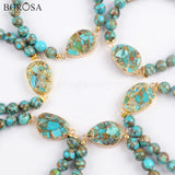 Copper Natural Turquoises Bracelet with 8mm Beads