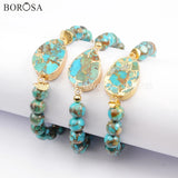 Copper Natural Turquoises Bracelet with 8mm Beads