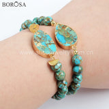 Copper Natural Turquoises Bracelet with 8mm Beads