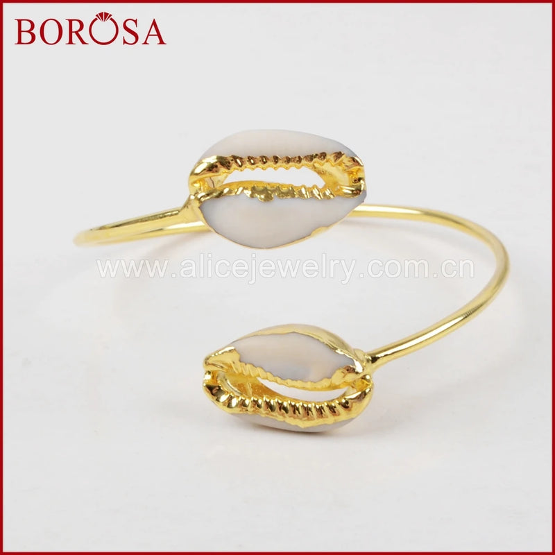 Natural Sea Cowrie Shell Bangle Double Shell for Women Gems G1283