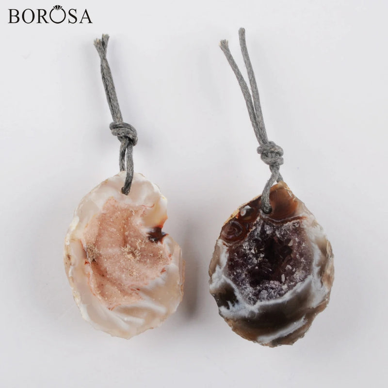 Irregular Geode Agates Pendant Necklace for Women WX1565