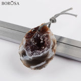 Natural Geode Agates Pendant for Jewelry Making