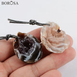 Natural Geode Agates Pendant for Women Necklace