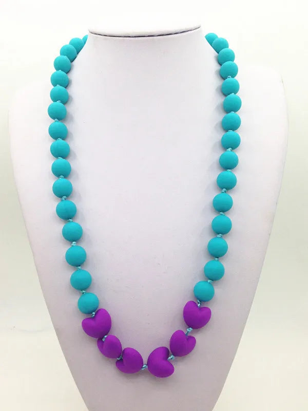 BPA Silicone Heart Bead Teething Necklace for Mom