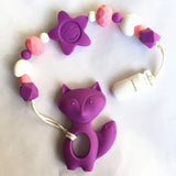 BPA Silicone Teether Fox Pacifier Clip with Star Pendant