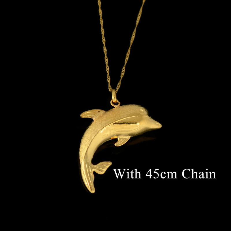 Vacuum Plating Charm Dolphin Pendant Necklace Jewelry