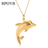 Vacuum Plating Charm Dolphin Pendant Necklace Jewelry
